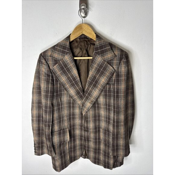 Glenguard Other - Vintage 70s Glenguard Wool Plaid Sport Coat Brown Orange Check Men 40 WKRP Herb